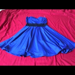 Blue with black lace dress